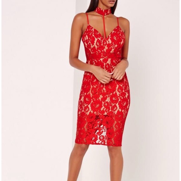 missguided red lace dress